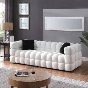 CloudCurve luxury 3 seater white fabric sofa for living room