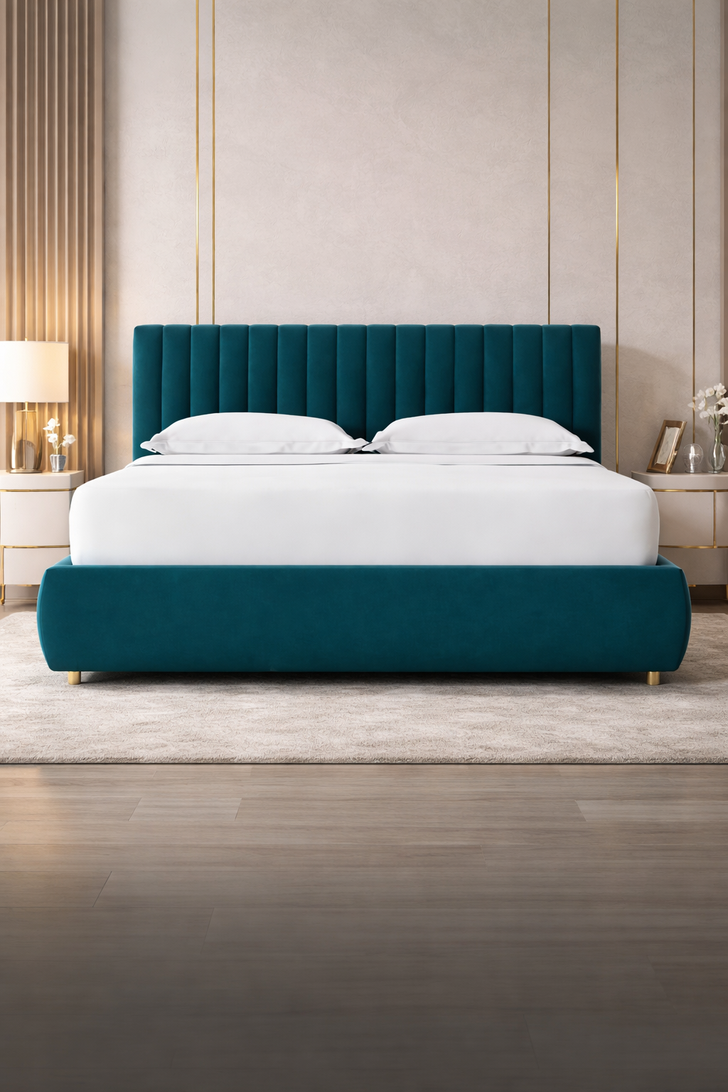 ComfortLuxLiving modern upholstered king size bed made from Sheesham wood with matte finish for bedroom